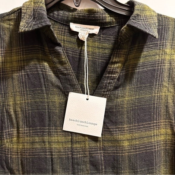 BEACH LUNCH LOUNGE Darcie Plaid Drop Waist Dress Size S Winter Storm New - Picture 3 of 5